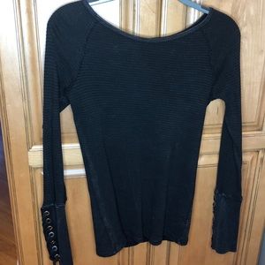 Able Black Jersey With Tie Sleeve Detail